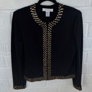 Evan Picone Wool Beaded Vintage Black Blazer sz M